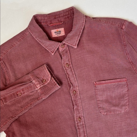 Marine Layer Other - Marine Layer Stonewashed Red Cotton Long Sleeve Button Shirt Mens Size Medium